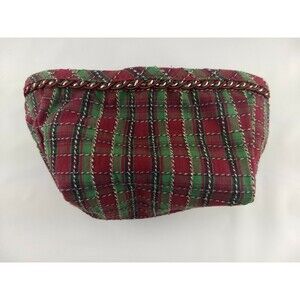 Longaberger Small Recipe Basket Fabric Liner Holiday Plaid Christmas Red Green